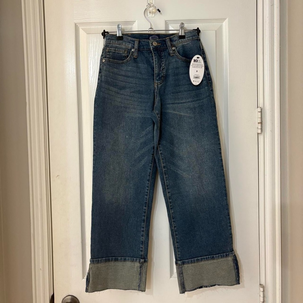 Scoop NYC Women's Straight Leg Jeans With Cuffed Ankle